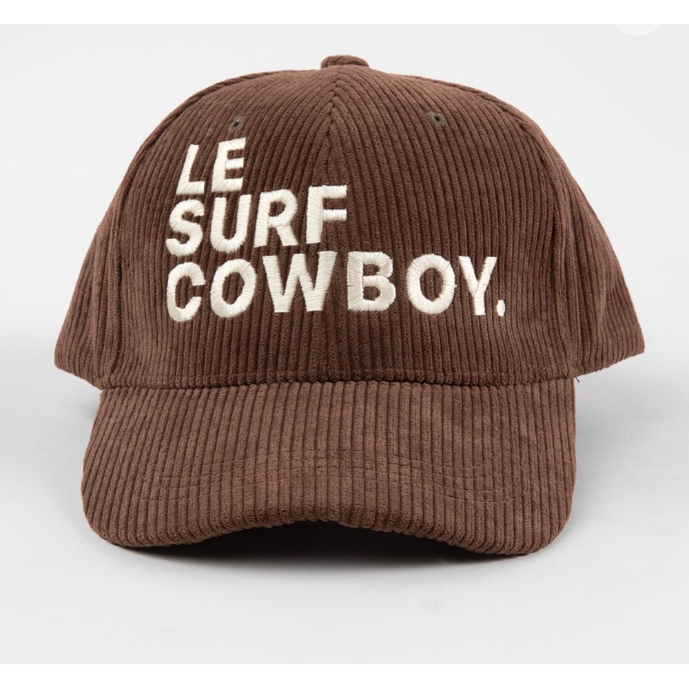 NEW Le Surf Cowboy Brown Corduroy Strapback Hat Embroidered Y2K cap western